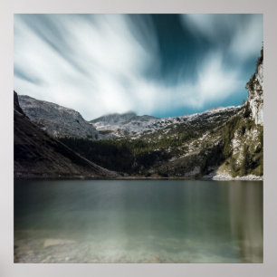 Affiche Lac magnifique Krn avec la montagne Krn, Slovénie