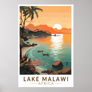 Affiche Lac Malawi Afrique Coucher de soleil Voyage Art Vi