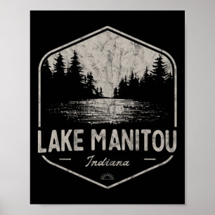 Affiche Lac Manitou Indiana Outdoors Vintage