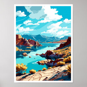 Affiche Lac Mead Arizona Art illustration de voyage vintag