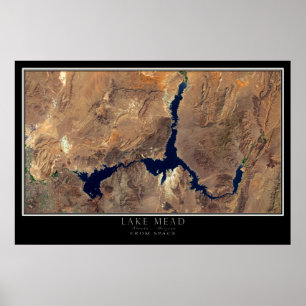 Affiche Lac Mead Nevada - Arizona Carte satellite de l'aff
