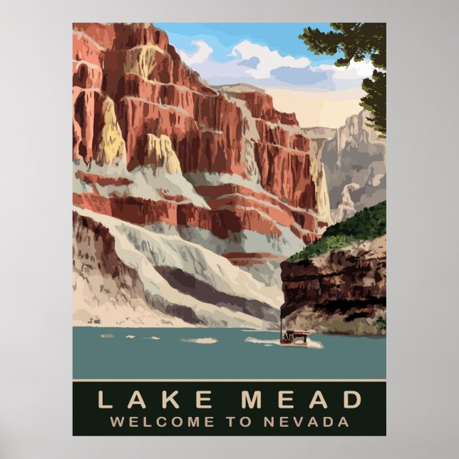 Affiche Lac Mead, Nevada, Voyage (Devant)