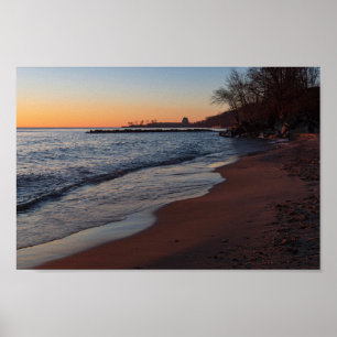 Affiche lac michigan côte nord milwaukee à l'aube