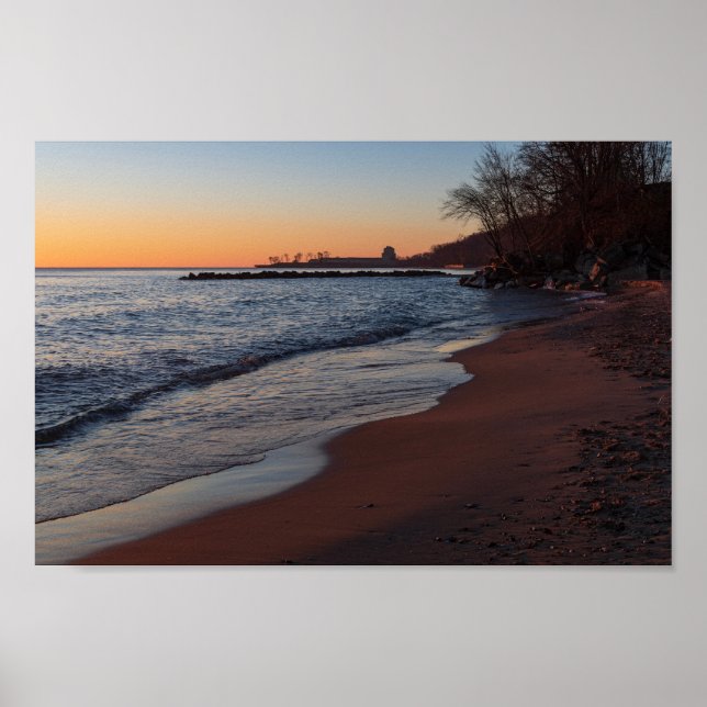 Affiche lac michigan côte nord milwaukee à l'aube (Devant)