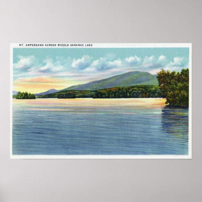 Affiche Lac Middle Saranac Vue sur le Mont Ampersand (Devant)