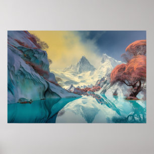 Affiche Lac miroir dans les montagnes