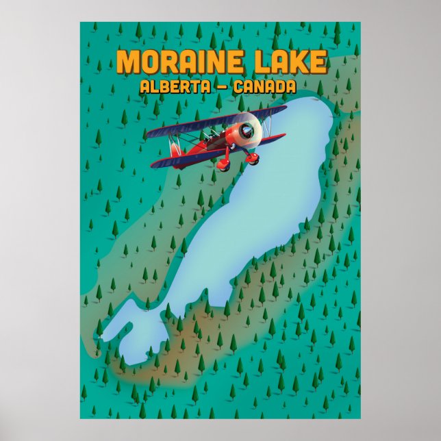 Affiche Lac Moraine Alberta Canada Carte (Devant)
