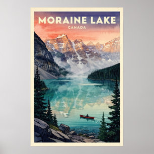 Affiche Lac Moraine Canada Voyage Vintage