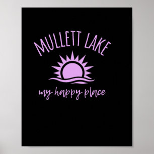 Affiche Lac Mullett Mon Endroit Heureux Mi Bateau Pêche Ca