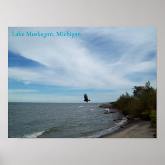 Affiche Lac Muskegon Shoreline, Muskegon, Michigan