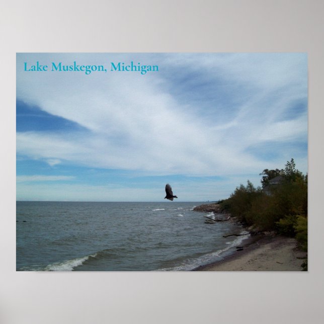 Affiche Lac Muskegon Shoreline, Muskegon, Michigan (Devant)