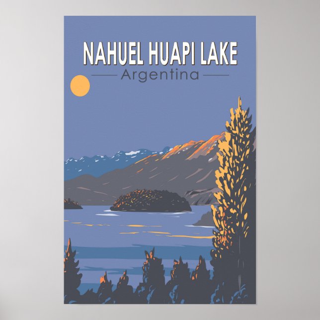 Affiche Lac Nahuel Huapi Argentine Voyage Art Rétro (Devant)