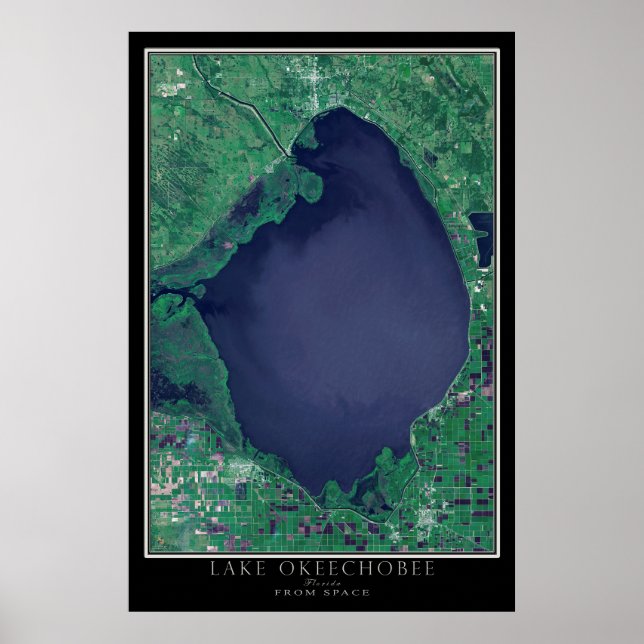 Affiche Lac Okeechobee Floride Carte de l'affiche satellit (Devant)