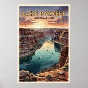 Affiche Lac Powell Arizona et Utah Voyage Rétro