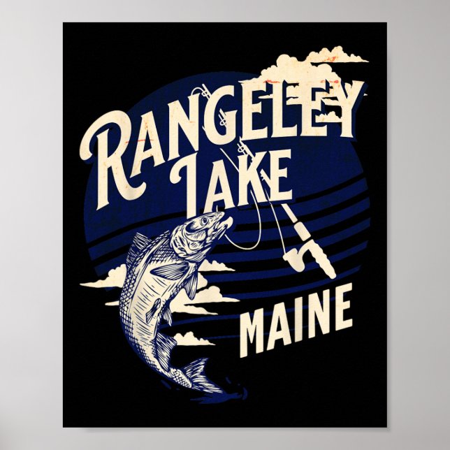 Affiche Lac Rangeley Maine Pêche à la mouche Truite B Fish (Devant)