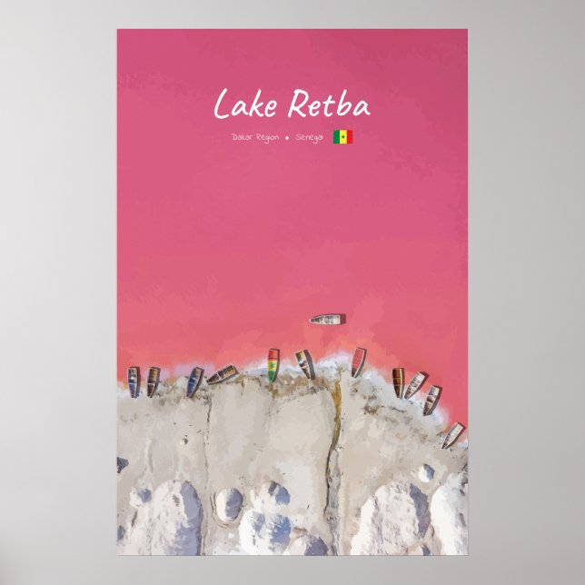 Affiche Lac Retba, Sénégal - Bateaux du lac rose (Devant)