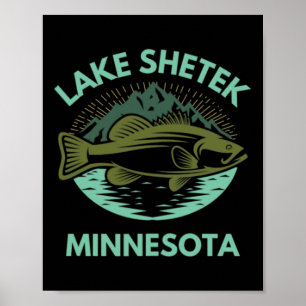 Affiche Lac Shetek Voyage Minnesota Famille Amour Pêche La