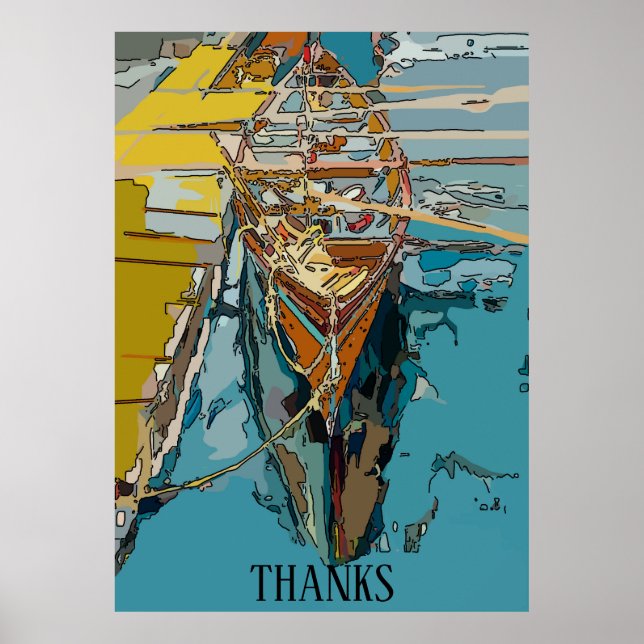 Affiche Lac Skiff, abstrait, modifier le texte (Devant)