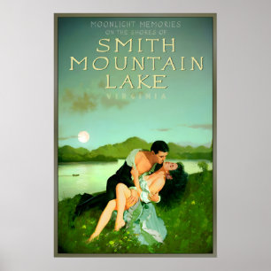 Affiche Lac Smith Mountain Virginie Souvenirs au Clair de