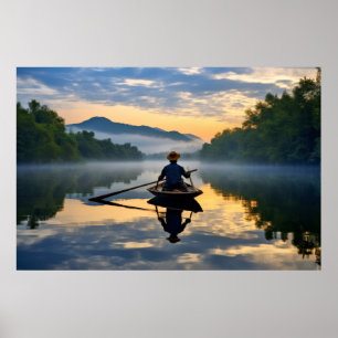 Affiche Lac Sunset Nature paisible
