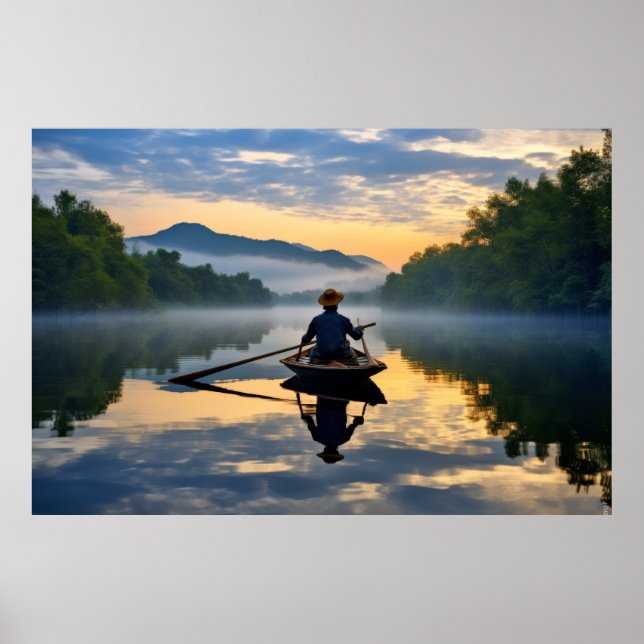Affiche Lac Sunset Nature paisible (Devant)