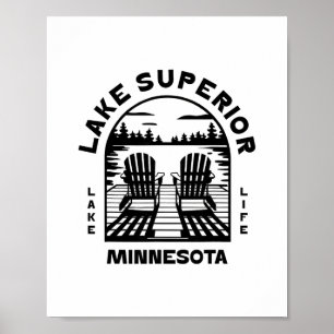 Affiche Lac Supérieur Minnesota Outdoors Vintage 1