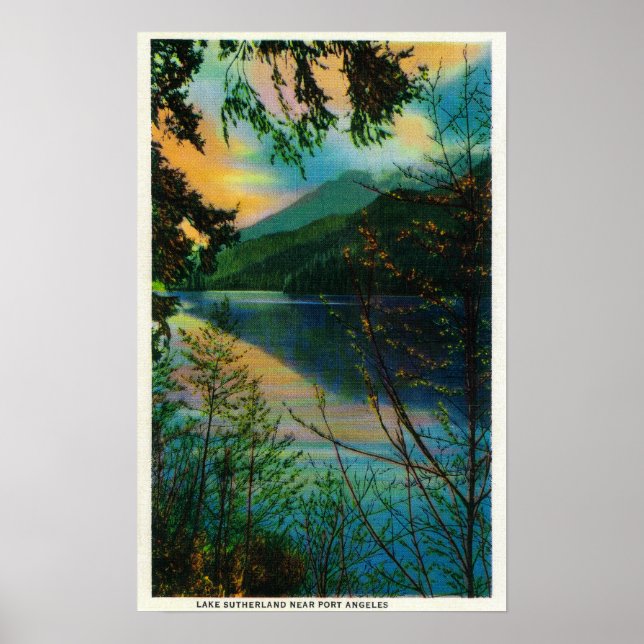 Affiche Lac Sutherland nouveau Port Angeles, WA (Devant)