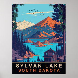 Affiche Lac Sylvan, Dakota du Sud, Voyage Vintage