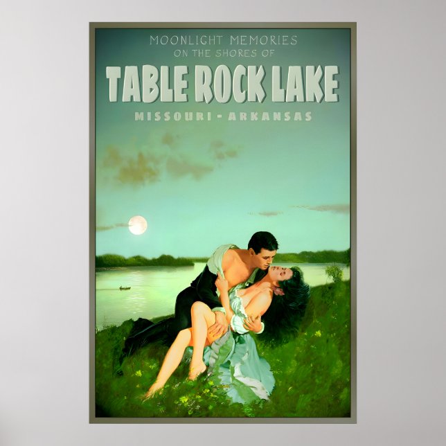 Affiche Lac Table Rock Missouri Arkansas Clair de Lune (Devant)