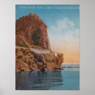 Affiche Lac Tahoe, CA - Rocher de la grotte depuis la vue