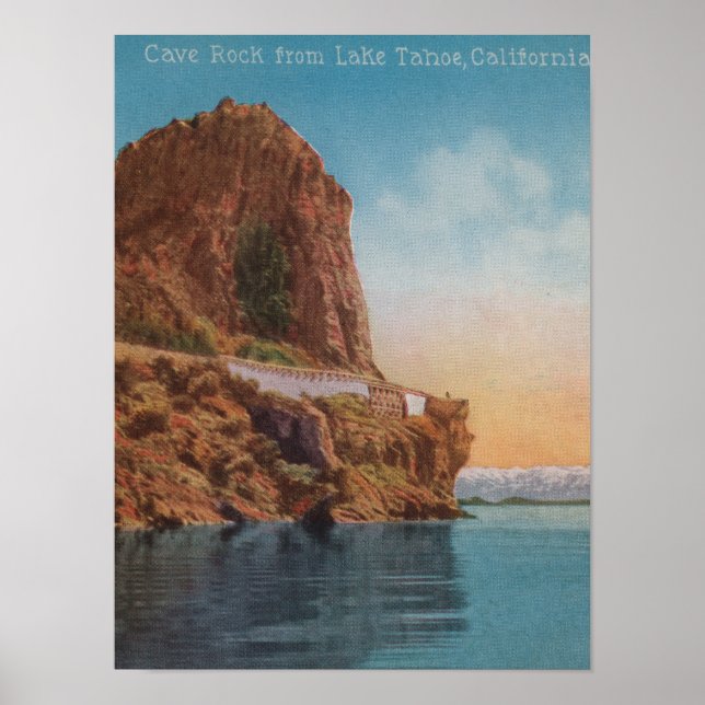 Affiche Lac Tahoe, CA - Rocher de la grotte depuis la vue  (Devant)