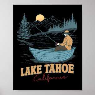 Affiche Lac Tahoe Californie Drôle Pêche Été Camping