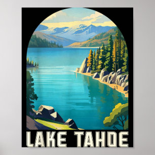 Affiche Lac tahoe californie nevada montagne randonnée ski