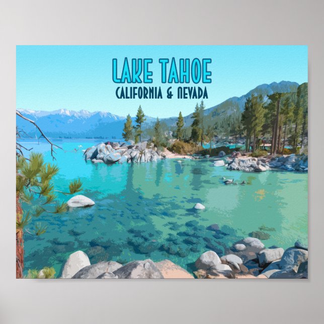 Affiche Lac Tahoe Californie Nevada Vintage (Devant)