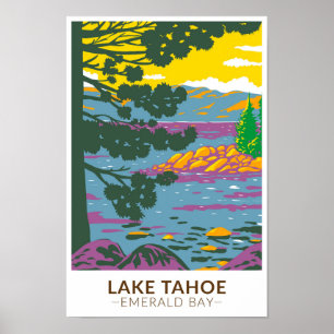 Affiche Lac Tahoe Emerald Bay Californie Vintage