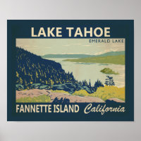 Lac Tahoe Fannette Island Californie Vintage
