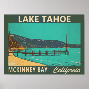 Affiche Lac Tahoe McKinney Bay Californie Vintage