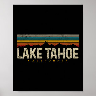 Affiche Lac Tahoe Montagnes Vintage Randonnée Camping Rétr