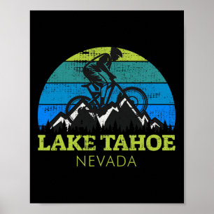 Affiche Lac Tahoe Nevada Mountain Biking Mtb Souvenir Vint