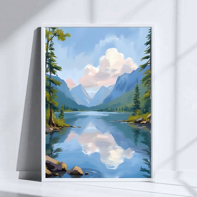 Affiche Lac Tahoe | Paysage à l'huile (Créateur téléchargé)