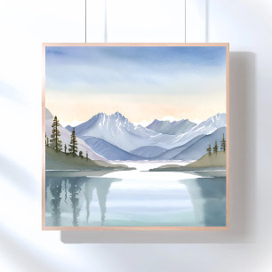 Affiche Lac Tahoe Paysage de montagne à l'aquarelle