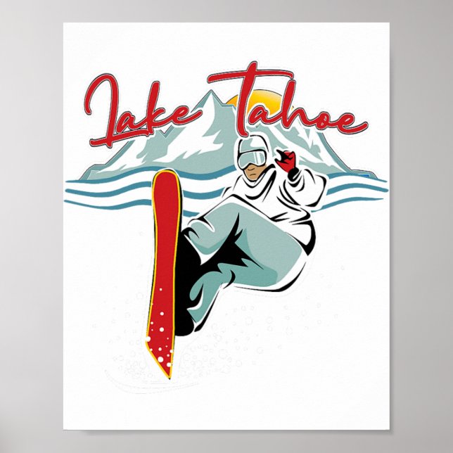 Affiche Lac Tahoe Sierra Nevada Californie Snowboard S (Devant)