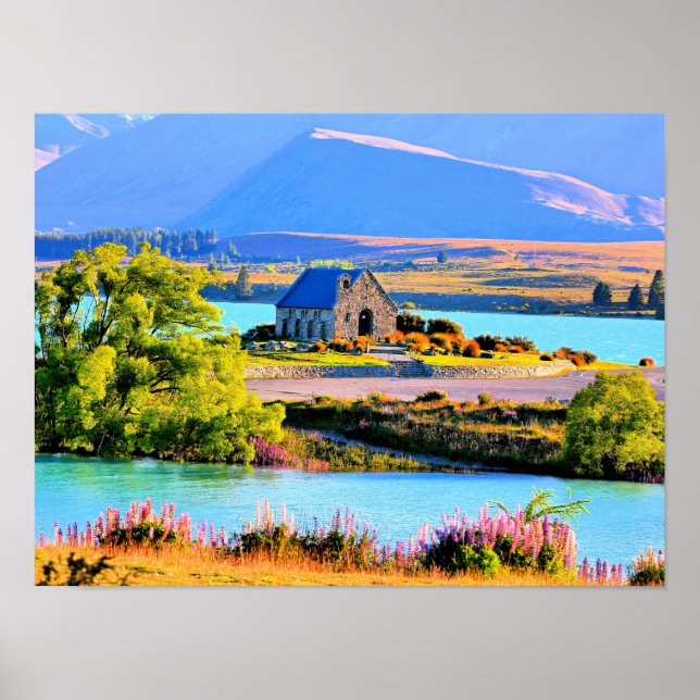 Affiche Lac Tekapo, Nouvelle-Zélande (Devant)