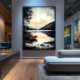 Affiche Lac Tranquil vintage - Sérénité Nature Escape