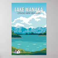 Lac Wanaka Otago Nouvelle-Zélande Travel Art Vinta