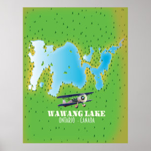Affiche Lac Wawang Ontario Carte du lac Canada
