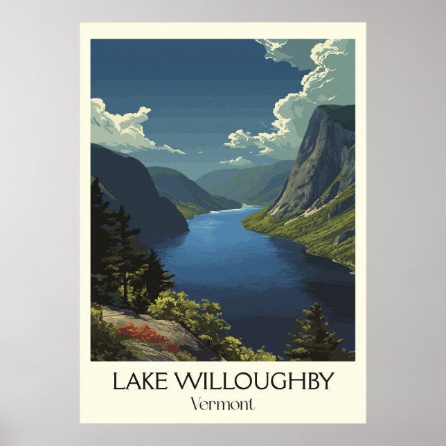 Affiche Lac Willoughby VT Fjord Scénique (Devant)