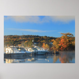 Affiche Lac Winnipesaukee Marina Meredith Automne