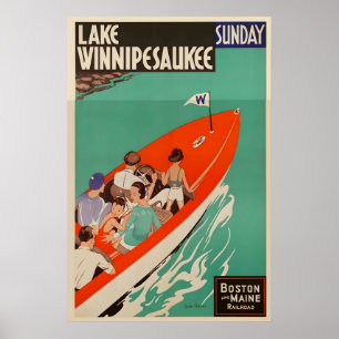 Affiche Lac Winnipesaukee New Hampshire États-Unis