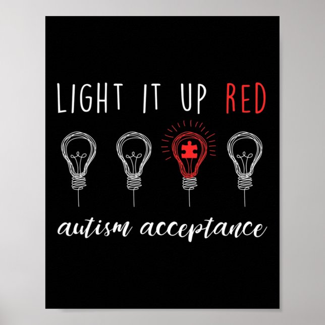 Affiche L'acceptation de l'autisme le feu rouge #redinstea (Devant)